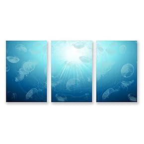 wall26 3 Panel Canvas Wall Art Jellyfish in...