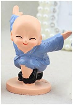 Art Collection Oriental Culture Elements Buddhism Culture Funny Shaolin Temple Kung Fu Monk Figurines Room Desk Ornament (Kung fu Pose B)