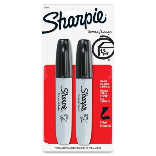 Sharpie38262PP Sharpie Marker, Chisel Tip, 2/PK, Black