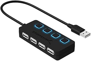 Sabrent 4-Port USB 2.0 Hub with Individual LED lit Power Switches (HB-UMLS)