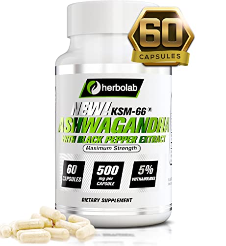 Ashwagandha KSM 66 15:1 with Black Pepper Extract (Higher Absorption) Max Potency Full Spectrum 5+% Withanolides