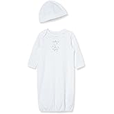 Little Me Clothes Baby Gender Neutral 2-Pc Nightgown and Cap Set 100% Cotton with Elastic Bottom, Baby Essentials,0-3 Months