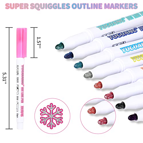 KOSIMI Double Line Outline Pen Markers, Magic Shimmer Paint Pens