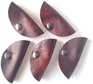 USA MADE Mottled Brown Round Cord Keepers • Set of Five Leather Cord Clams by Hatton Henry