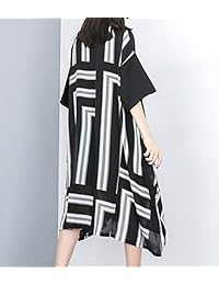 ELLAZHU Vestido de verano para mujer, cuello redondo, casual, negro, GY1769 A, Suave, talla única