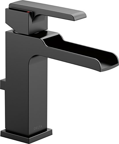 Delta 568LF-BLMPU Ara Single-Handle Waterfall Bathroom Faucet with Metal Drain Assembly, Matte Black