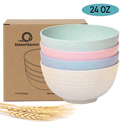 image for Shopwithgreen Unbreakable Cereal Bowls - 24 OZ Wheat Straw Fiber Light