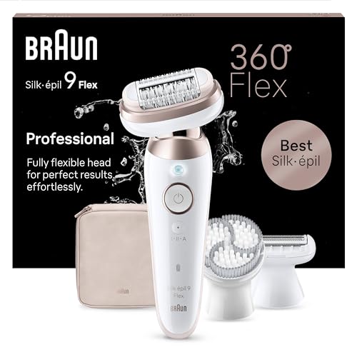 Braun Silk Epil 9 Flex Epilatore Elettrico Donna, Rasoio Elettrico Donna, Con Testina Flessibile a 360° Per Epilazione Semplice, Wet & Dry, Pelle Liscia a Lungo, Idea Regalo, 9-060 3D, Bianco/Rosa
