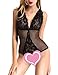Aoymay Women's Sexy Lace Lingerie for Sex Sleepwear Babydoll Sheer Dress Plus Size Black Small