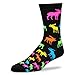 For Bare Feet Women's FBF Originals Wildlife Novelty Socks, Descending Grid Neon Moose, Medium
