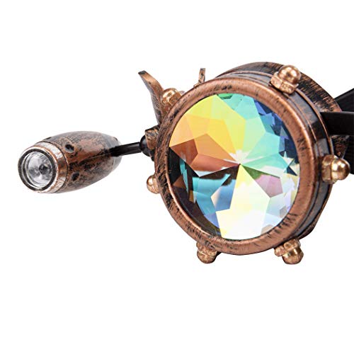 Vintage Rave Steampunk Glasses Kaleidoscope Festivals Goggles for Cosplay Party