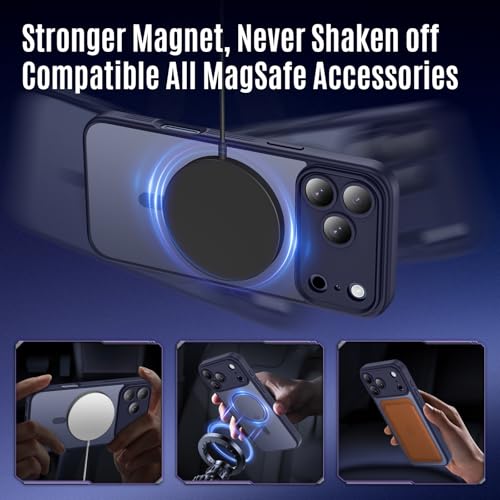 Symcele Designed for iPhone 17 Pro Max Case, Compatible with MagSafe, [Camera Protection] [15FT Military Drop Protection] Shockproof Translucent Matte Anti-Slip Case, 6.9", Deep Blue