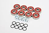 SCSK8 Red Abec 9 Skateboard Bearings Set + 4 Spacers