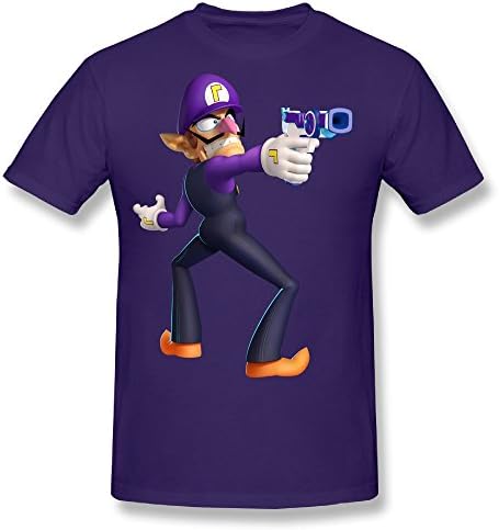 Ruihua Men's Waluigi Cartoon Mario Tennis T-shirt Size XXL Purple