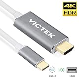 VICTEK USB-C to HDMI Cable 5.9ft/1.8m (Thunderbolt 3 Compatible), USB 3.1 Type-C Male to HDMI Male Cable 4K@30Hz Adapter Cable for 2016 MacBook Pro, 2015 MacBook, Samsung Galaxy S8/S8+
