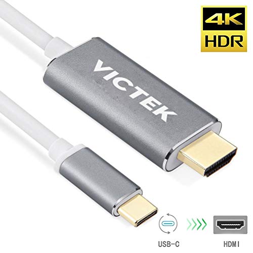 VICTEK USB-C to HDMI Cable 5.9ft/1.8m (Thunderbolt 3 Compatible), USB 3.1 Type-C Male to HDMI Male Cable 4K@30Hz Adapter Cable for 2016 MacBook Pro, 2015 MacBook, Samsung Galaxy S8/S8+