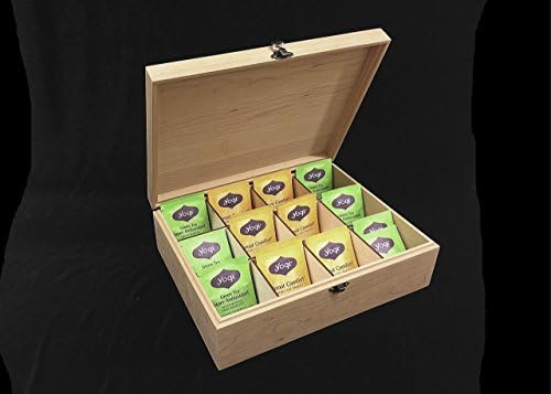 Wooden Tea Box-Tea Bag Holder-Kitchen Storage Chest-Box for Spice Pouches and Sugar Packets with 12 Compartments-Handmade-(Box Shown in Oak)