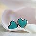 Green Turquiose Heart Shape .925 Sterling Silver Earring