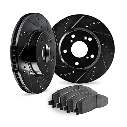 Dynamic Friction Company Rear Brake Rotors Drilled and Slotted Black with 5000…