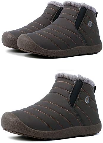 Iprome Winter Snow Boots Slip-on Water Resistant Booties, Anti-Slip Lightweight Ankle Boots with Full Fur for Men Women Kids