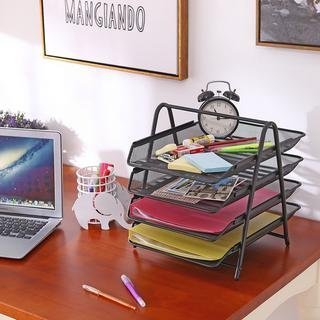 Dealcrox Multi-Layer Figuring Out Frame Metal Iron mesh 4 Layer A4 Desktop Files Rack Document Trays Storage Frame Office Supplies