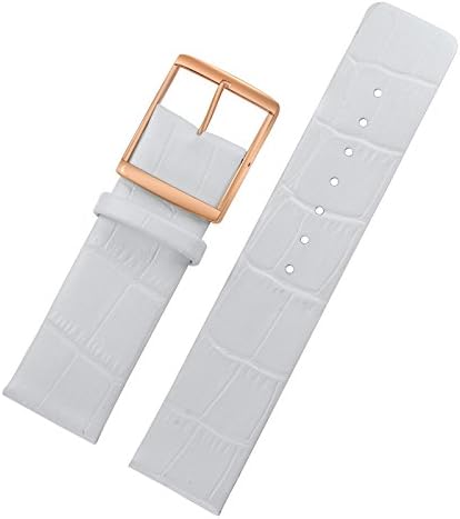 16mm Luxury White Leather Watch Bands Replacement Italian Cowhide Thin without Stitching Simple Rose Gold Buckle