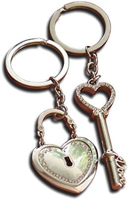 Key & Lock Heart Couple Keyrings 2 pcs beautiful Pair Love Souvenir Lovely Keychains Ideal Gift for any Occasion