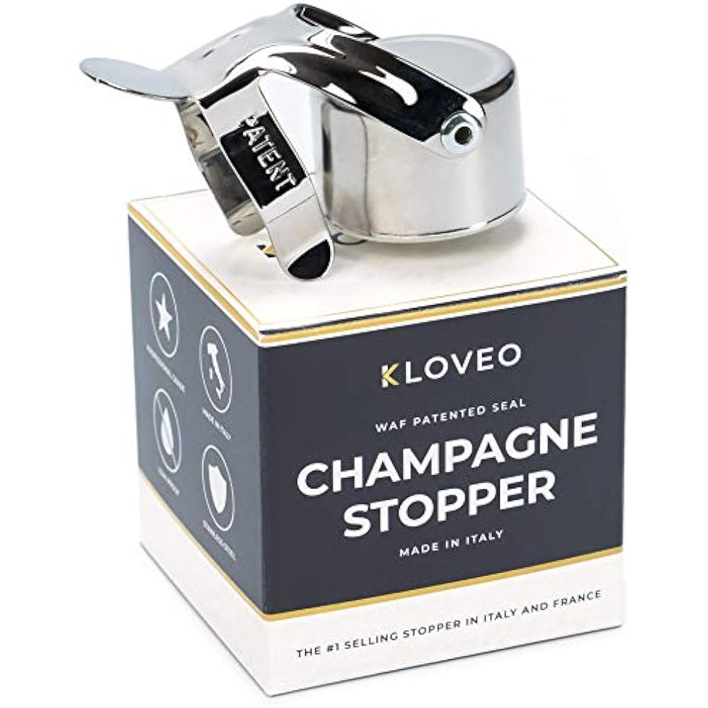 Champagne Stoppers Kloveo. Seal (No Pressure Pump Needed) Made In Italy