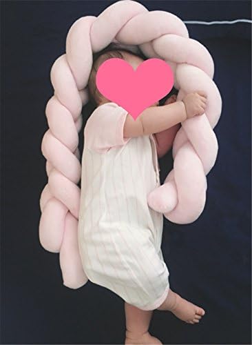 Nyeutho Newborn Soft Long Knotted Braid Portable Crib Bumper Crib Pillow, Junior Bed Sleep Bumper, Multi-Purpose Friend and Protector for Baby Bedding