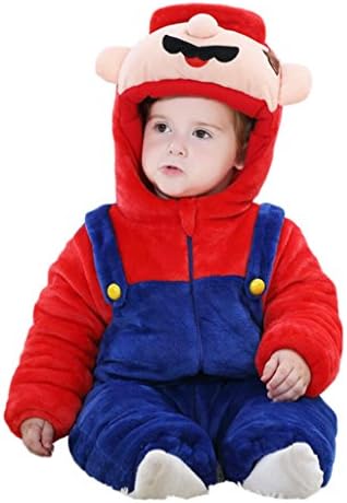 Aokaixin Infant Baby Toddler Hoodie Rompers Costume Baby Suit (Height:28.7-31.5'', Super Mario)