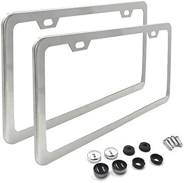 Indeedbuy 2Pcs Sliver Mirror Stainless Steel License Plate Frame Slim Bottom Cover with 2 Holes