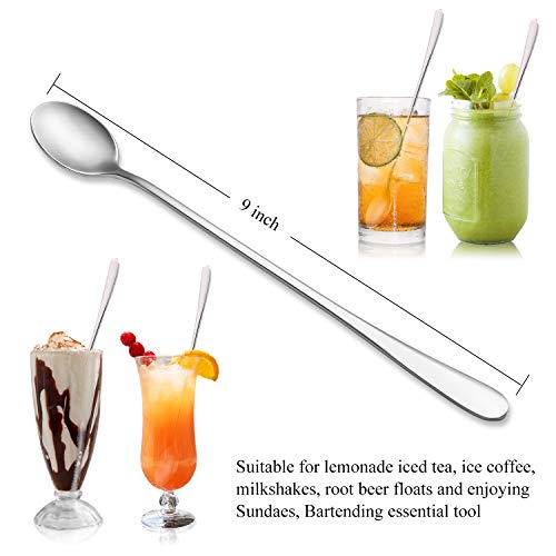 image for Hiware 9-Inch Long Handle Iced Tea Spoon, Coffee Spoon, Ice Cream Spoo