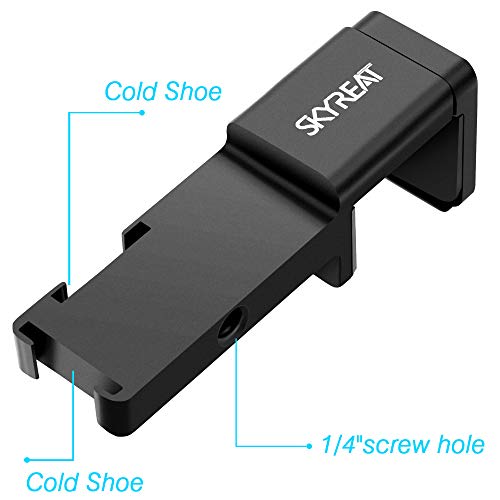Skyreat Aluminum External Microphone Mount Holder for DJI Osmo Pocket Accessories,with 2 Cold Shoe Interface & 1/4" Screw Hole Support Led Light & Tripod Mount