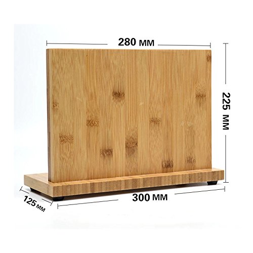 QIKE Bamboo Magnetic Knife Block Stand Holder Strong Magnetic to Ensure Security with cutting board holder