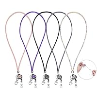 Bling Lanyard for Women, QBeel 32.8" Crystal Lanyards with ID Holder Retractable Rhinestone Lanyard for Keys Wallet Phones Glasses - 5 Pack