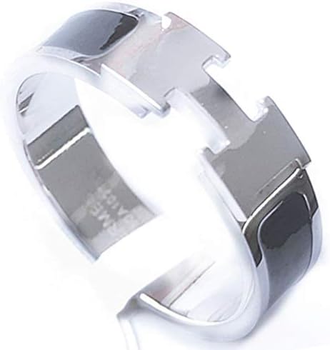 Qindishijia Women's Fashion Enamel Rings Stainless Steel Letter Lovers Ring
