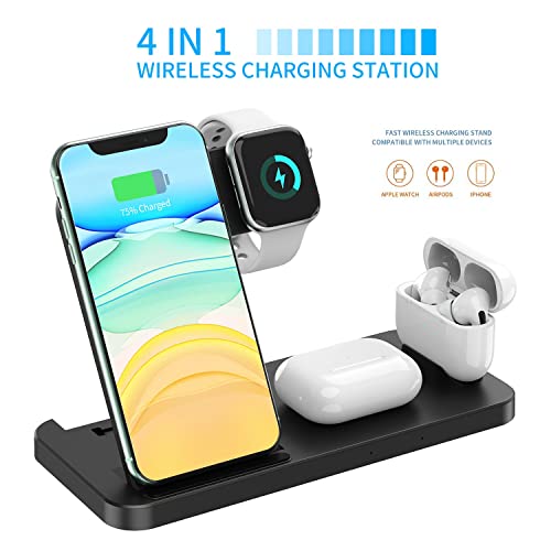 AIHAOYU 18W Fast Wireless Charger 4 in 1 Charging Dock Station for Samsung iPhone 13 12 11 Pro XS MAX XR 8 Plus Apple Watch SE 6 5 4 3 AirPods Pro