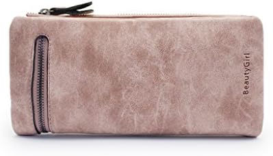 Westyco-Women Lady Long Leather Purse Card Holder Zipper Buckle Elegant Clutch Wallet Handbag Girl(Pink)