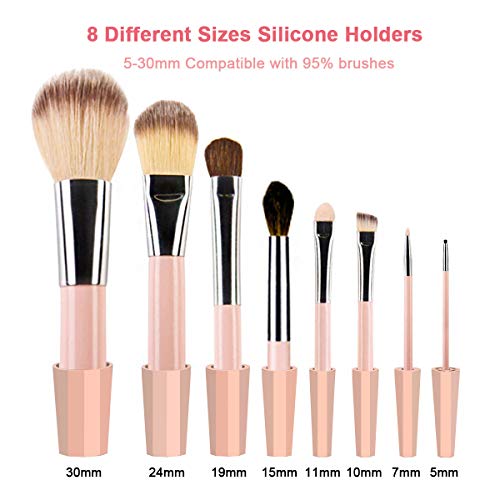 Makeup Brush Cleaner - Rantizon Automatic Cosmetic Brushes Cleaning Machine with 360 Degree Rotation, Professional Makeup Brush Cleaning Tool, Cleans and Dries with 8 Rubbers