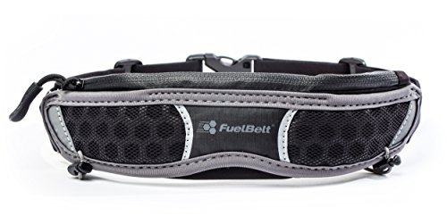 Harbinger FuelBelt Helium Stretch Running Race Belt with Storage and Race Bib Locks, Black/Grey, 16 oz