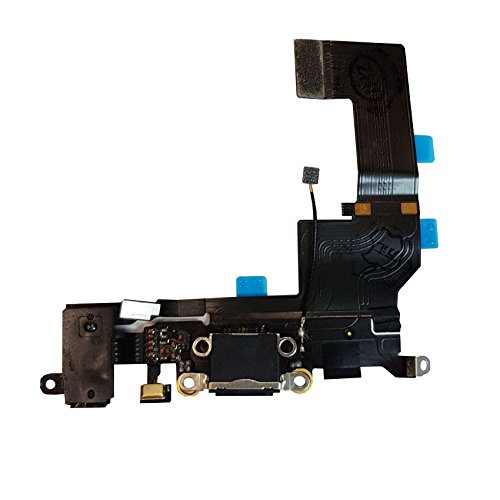Smartex® Charging Port Flex cable compatible with iPhone SE Black – Dock Connector with built in Microphone, Home button, Loudspeaker, Antenna — image 1