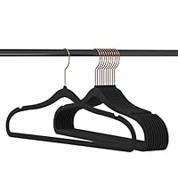 Zhuanjiao Premium Quality Velvet Hangers 20 Pack-Ultra Thin Hangers Non Slip Velvet Suit Hangers - Swivel Hooks, Heavyduty Velvet Hangers - Space Saving Adult Clothes Hangers Black