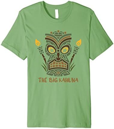 Mens The Big Kahuna Funny Hawaiian Tiki T-Shirt for Dads, Bosses XL Grass