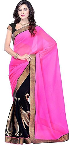 Bollywood Women's Indian Ethnic Designer Pink color Georgette Party Wedding Sarees With Saree Blouse Unstitched
