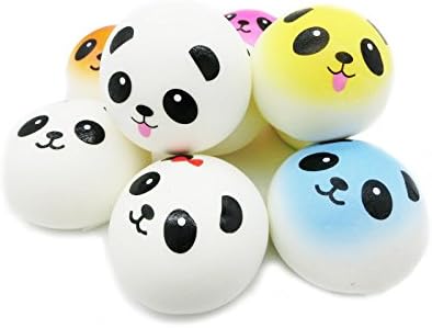 Doloburn 4 Pieces Random Squishy Charms Kawaii Soft Foods Jumbo Squishies Cake/Panda/Bread/Buns Phone Charm Key Chain Strap