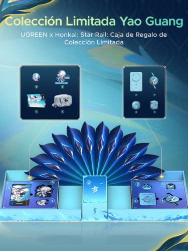 UGREEN x Honkai: Star Rail Edición Limitada Caja de Colaboración | Incluye un Cargador USB C de 65W, una Qi2 15W 10000mAh Power Bank, un Cable USB C Retráctil 1m y FineTrack Mini2 Localizador