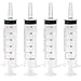 LUTER 4 Pack Plastic Syringe with Measurement, Sterile Syringe Measuring Syringe Tools No Needle for Scientific Labs, Dispensing, Measuring, Watering (60 ml)