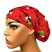 Euro Surgical Scrub Hats Women's Red Christmas Cap Adjustable Bouffant