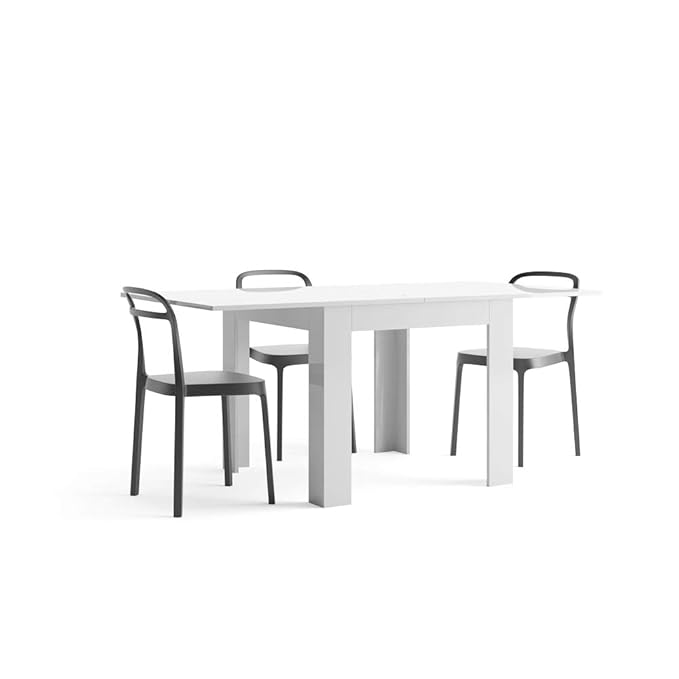 Mobili Fiver Ausziehtisch Küche, weiß (Hochglanz weiß), 90 x 90 x 77 cm