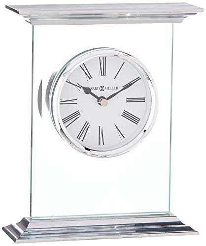 Howard Miller Clifton Table Clock 645-641 – Glass/Metal Carriage Block, 0.375 Inch Thick Beveled Glass Panel, Brushed Aluminum Top, Polished Edges, Quartz Movement - Thumbnail 2